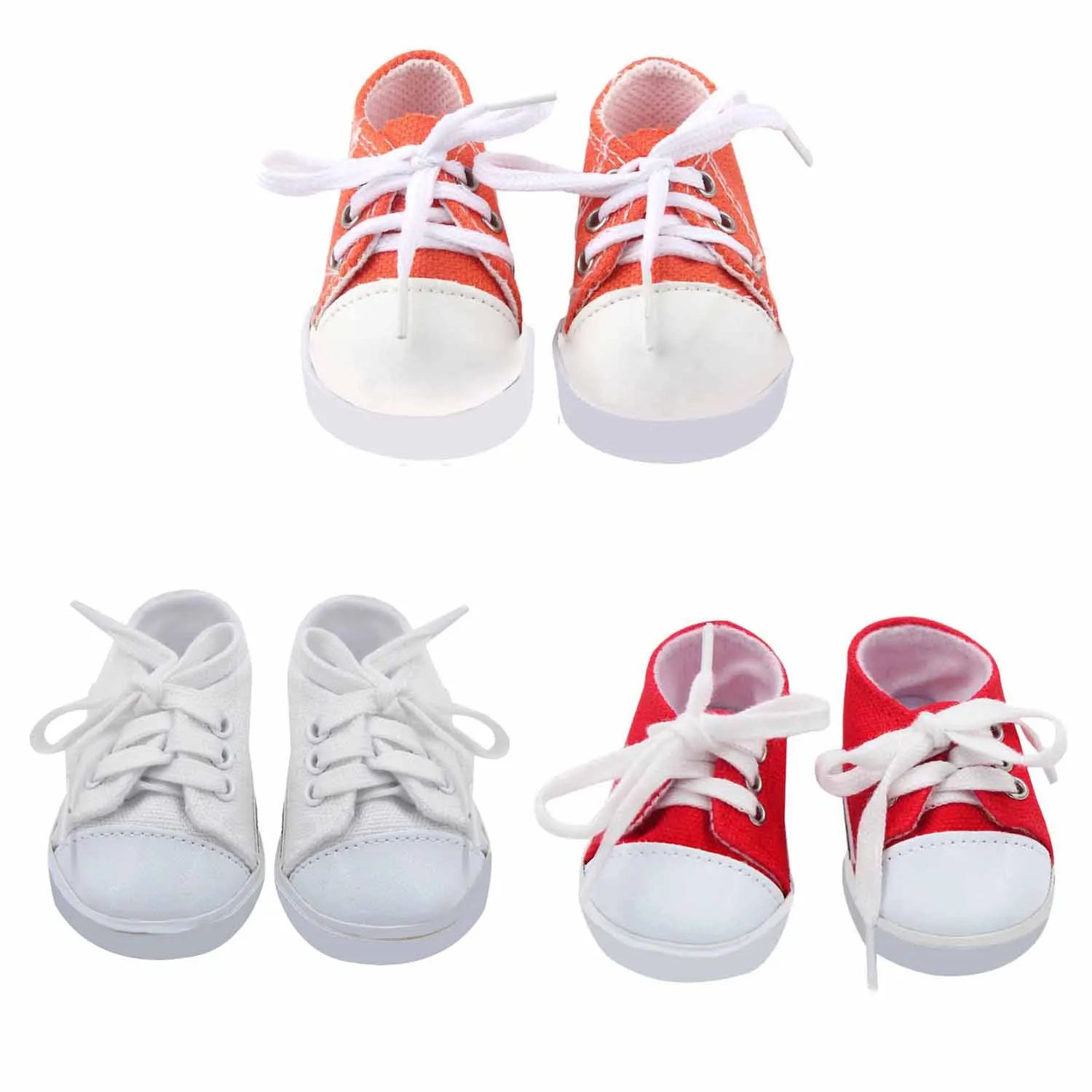 Zapatillas de lona con cordones para niña y niña, zapatos de moda para muñeca, accesorios para muñecas, cabeza redonda, 18 pulgadas