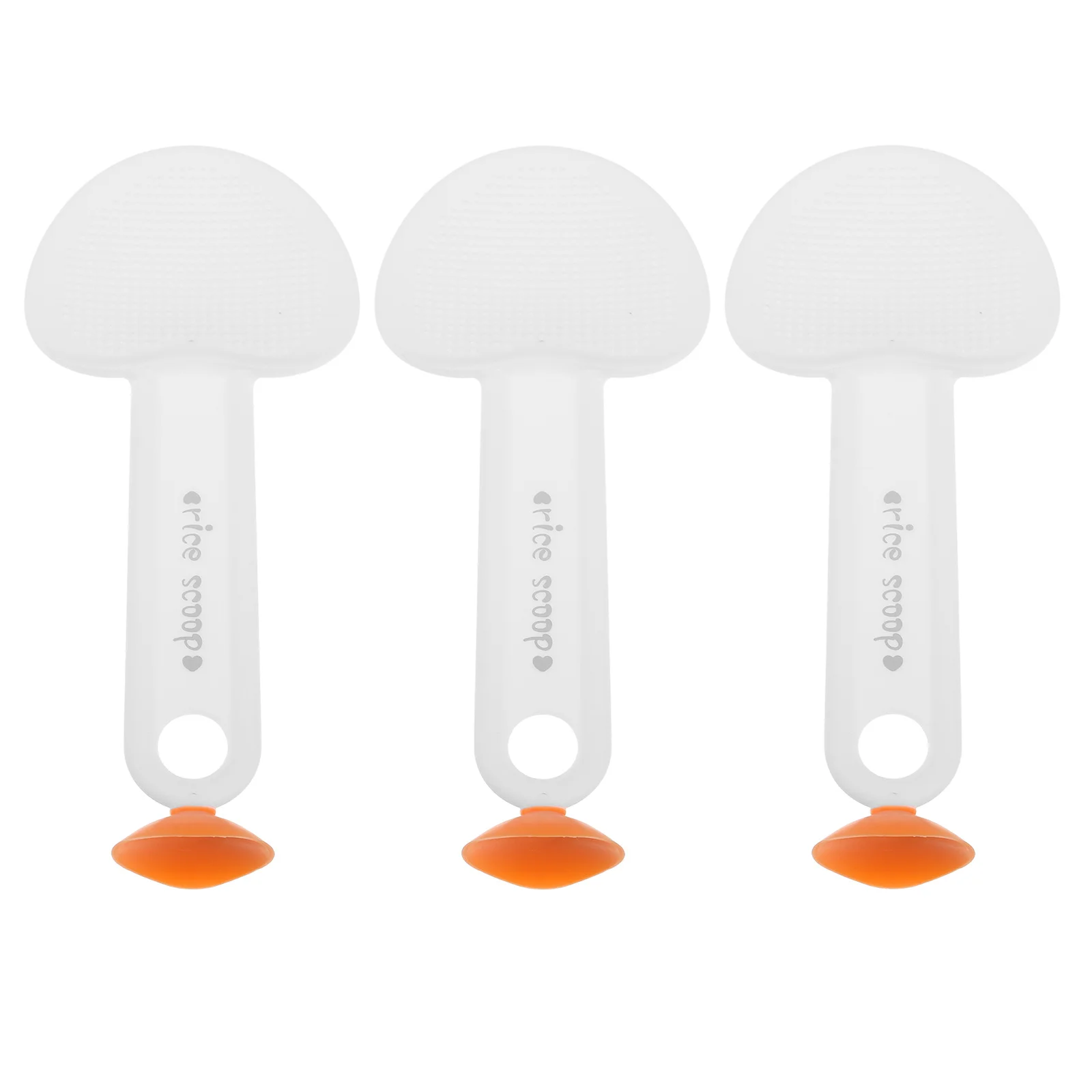 

3pcs Serving Spoon Suction Cup Non-Stick Plastic Paddle Heart Shape Standing Upright Scooper Comfortable Handle Kitchen Utensil