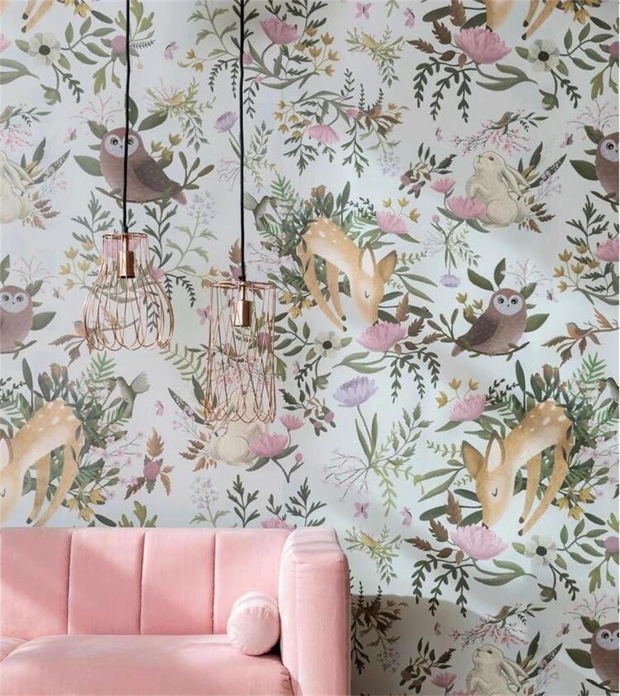 

Modern wallpaper children's room animal background wall paper Nordic fairy tale bedroom restaurant custom mural papel de parede