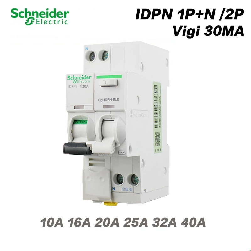 

Schneider Electric IDPNa 2P AC 25 40A 30MA Mini Leakage Circuit Breaker Switch Residual Current Operation Protection Device