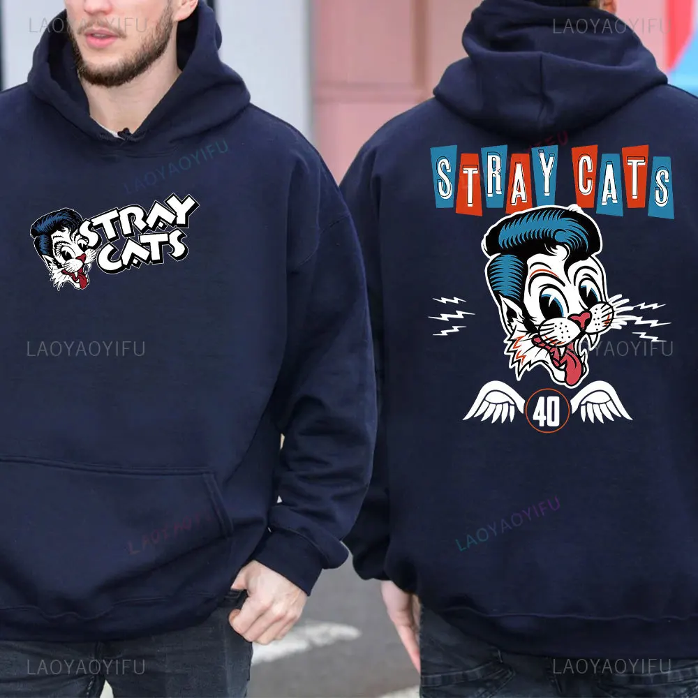 2025 Nieuwe Hoodie Verdwaalde Kat Brian Setzer Lee Rocker Slanke Jim Phantom Mannen Retro Esthetische Hoodie Grappig Tops Herenkleding