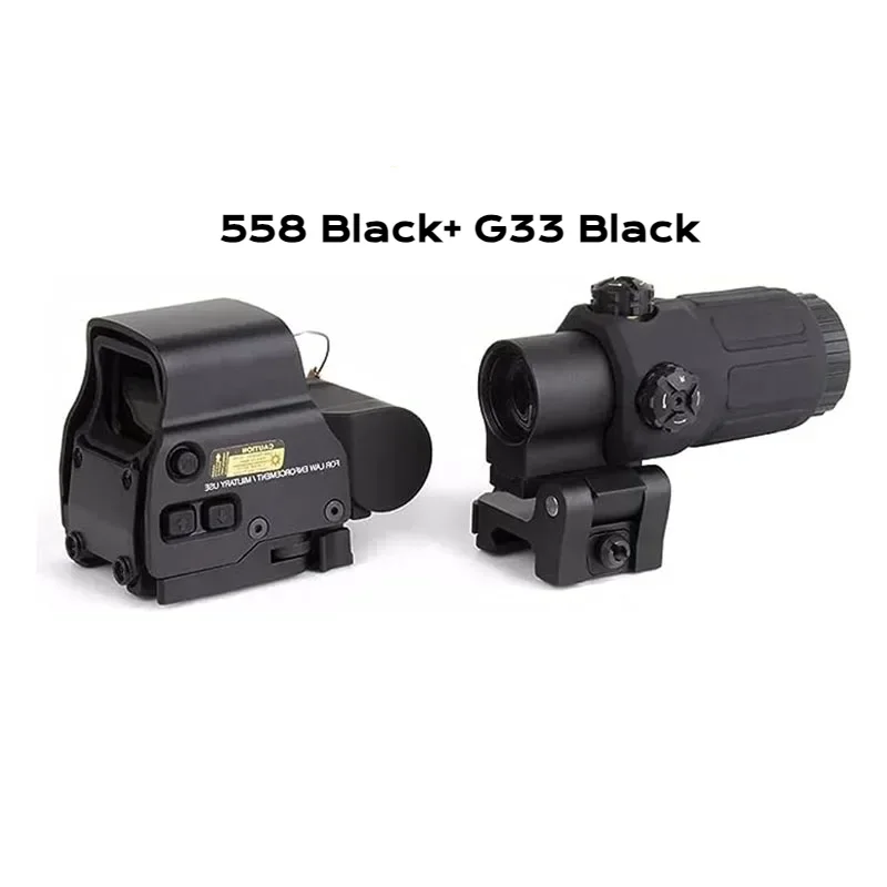 

558 G33 Red Green Dot Holographic Reflex Scope Sight 3X Magnifier Combo Built-in Flip QD Mount Hunting Accessories