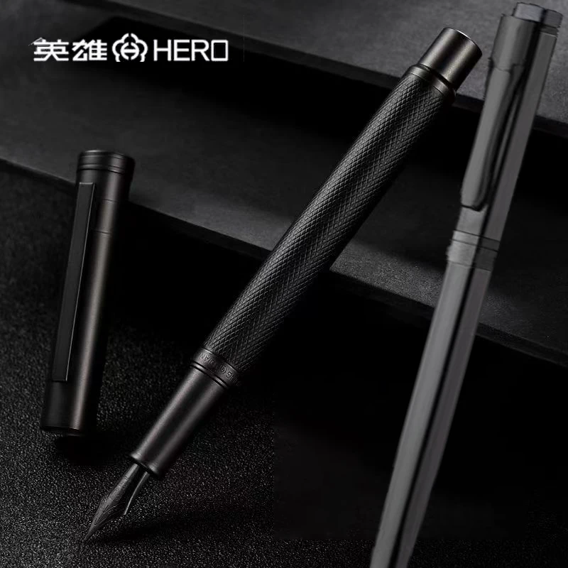 

HERO Black Forest Metal Fountain Pen Titanium Black Extra Fine Nib Beautiful Tree Texture Excellent Writing Gift Pen without Ink