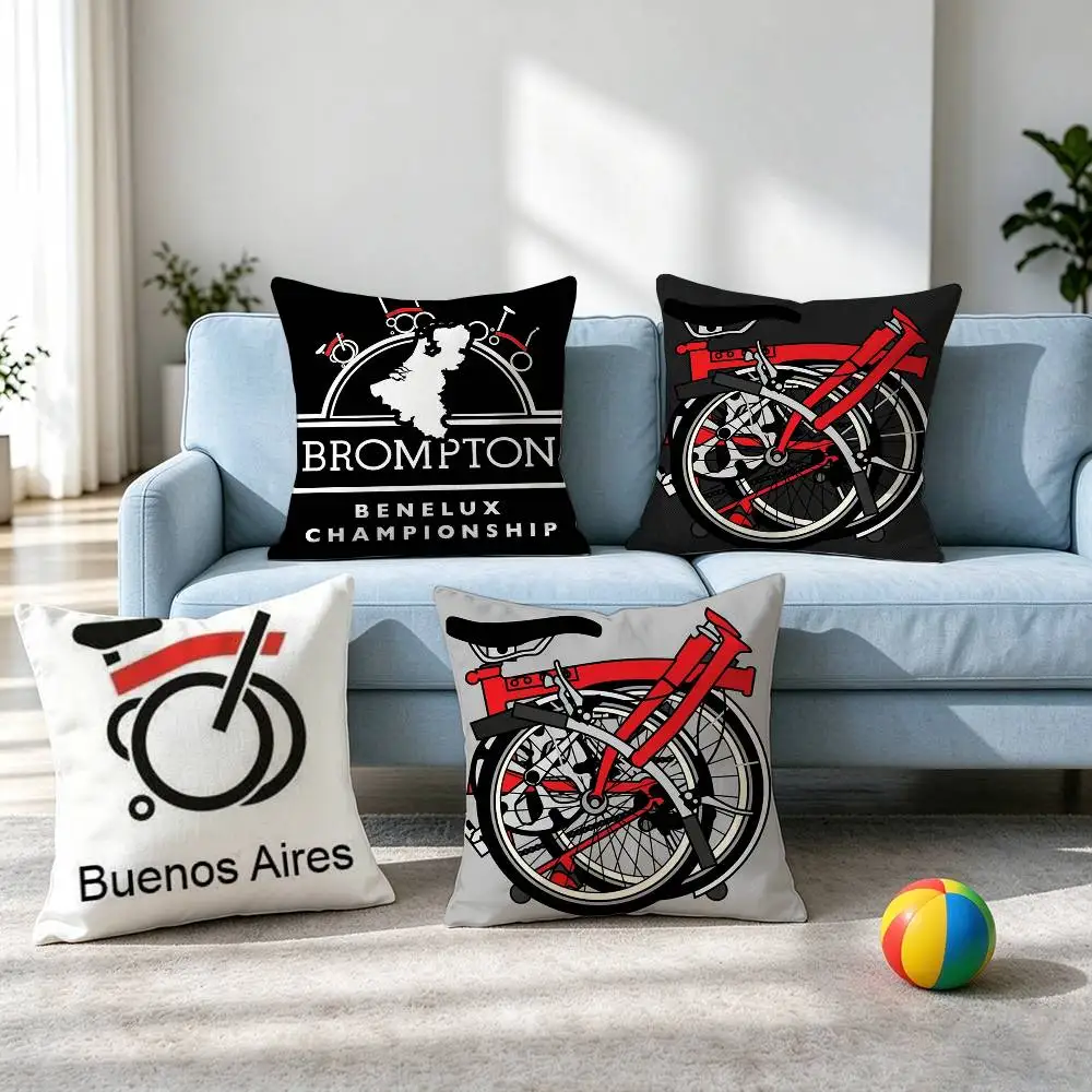 Brompton B-Bicycle-E  Square Double-Sided printed Pillow Case Bedroom Bedside Pillow Sofa Cushion Cover Gift