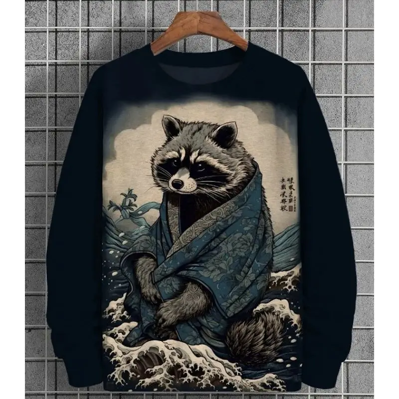 

3D printed ukiyo-e hoodie men's hoodie pullover autumn long sleeve T-shirt retro oversized hoodie men's clothing top