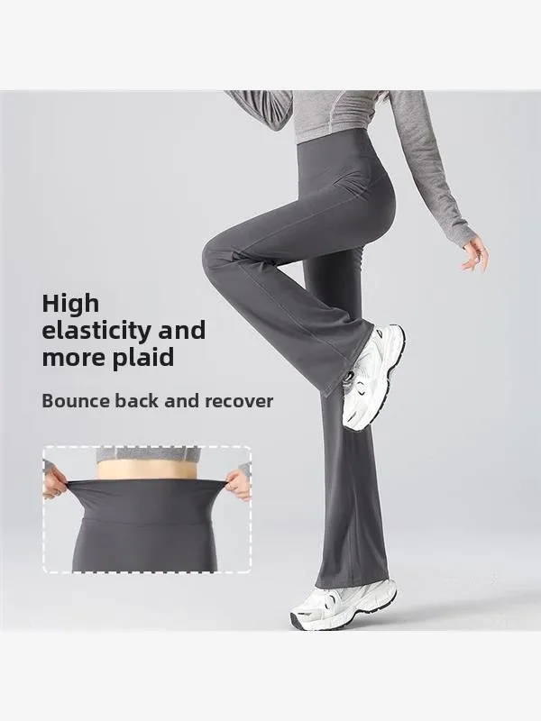 Cintura alta perna larga calças de yoga fitn roupas esportivas faionable outerwear kets micro queimado calças para mulher