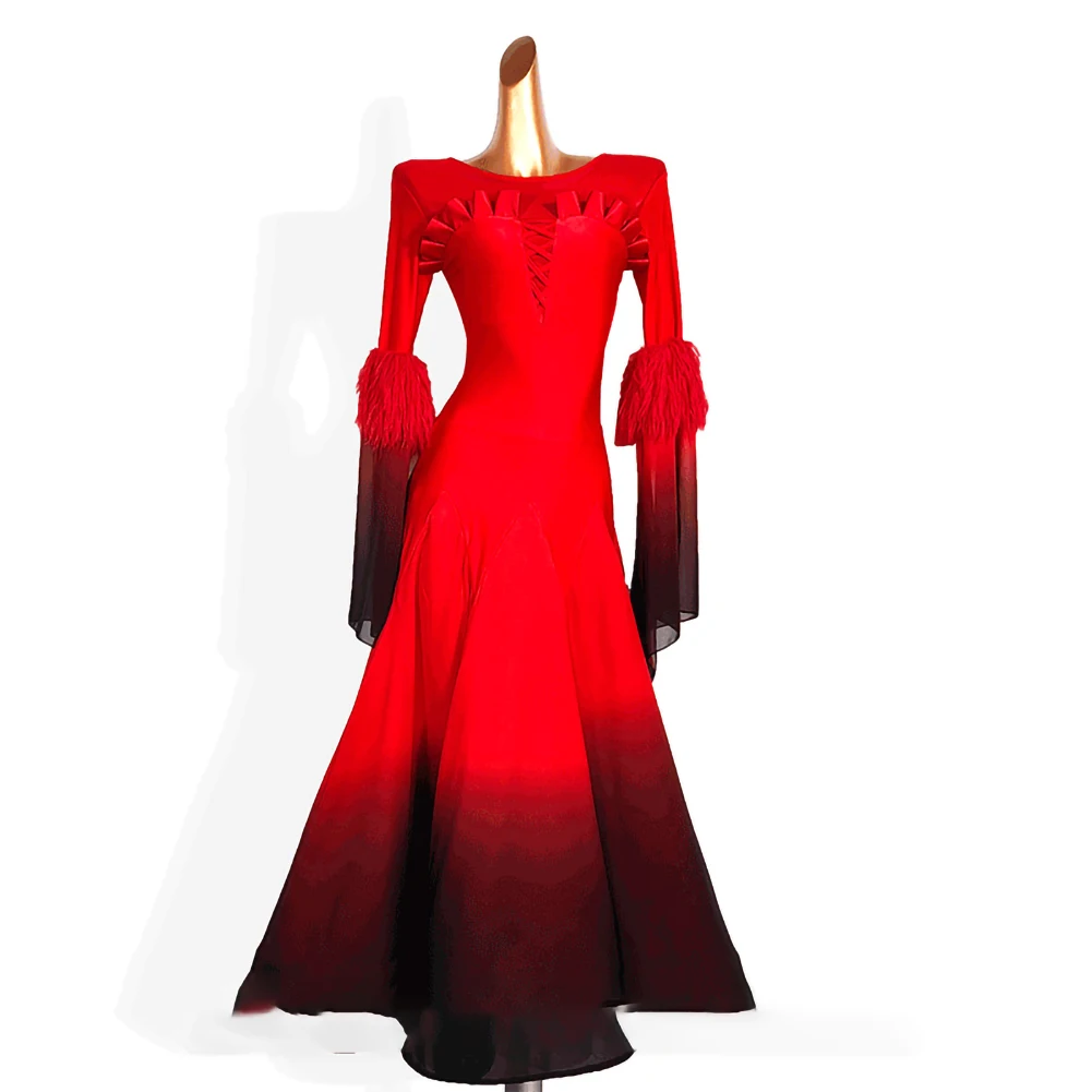 New Red High-end 2024 Elegant Women's Modern Dress Long Sleeve Fishbone Skirt Floating Sleeve Large Skirt Performance Dress