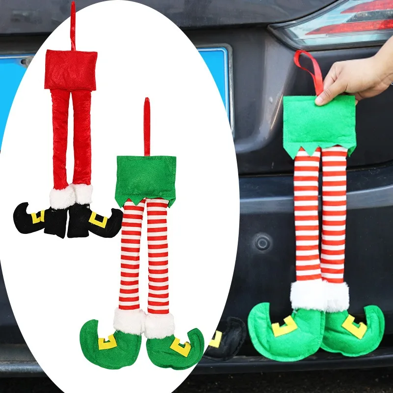 1PC Car Christmas Elf Santa Legs Decoration Christmas Decor for Home Xmas Tree Pendants Ornaments New Year Happy Gifts