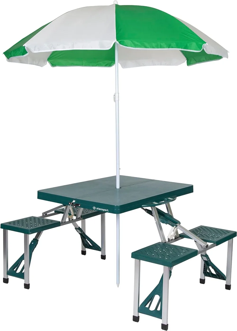 

Picnic Table and Umbrella Combo - Green，Outdoor camping table set