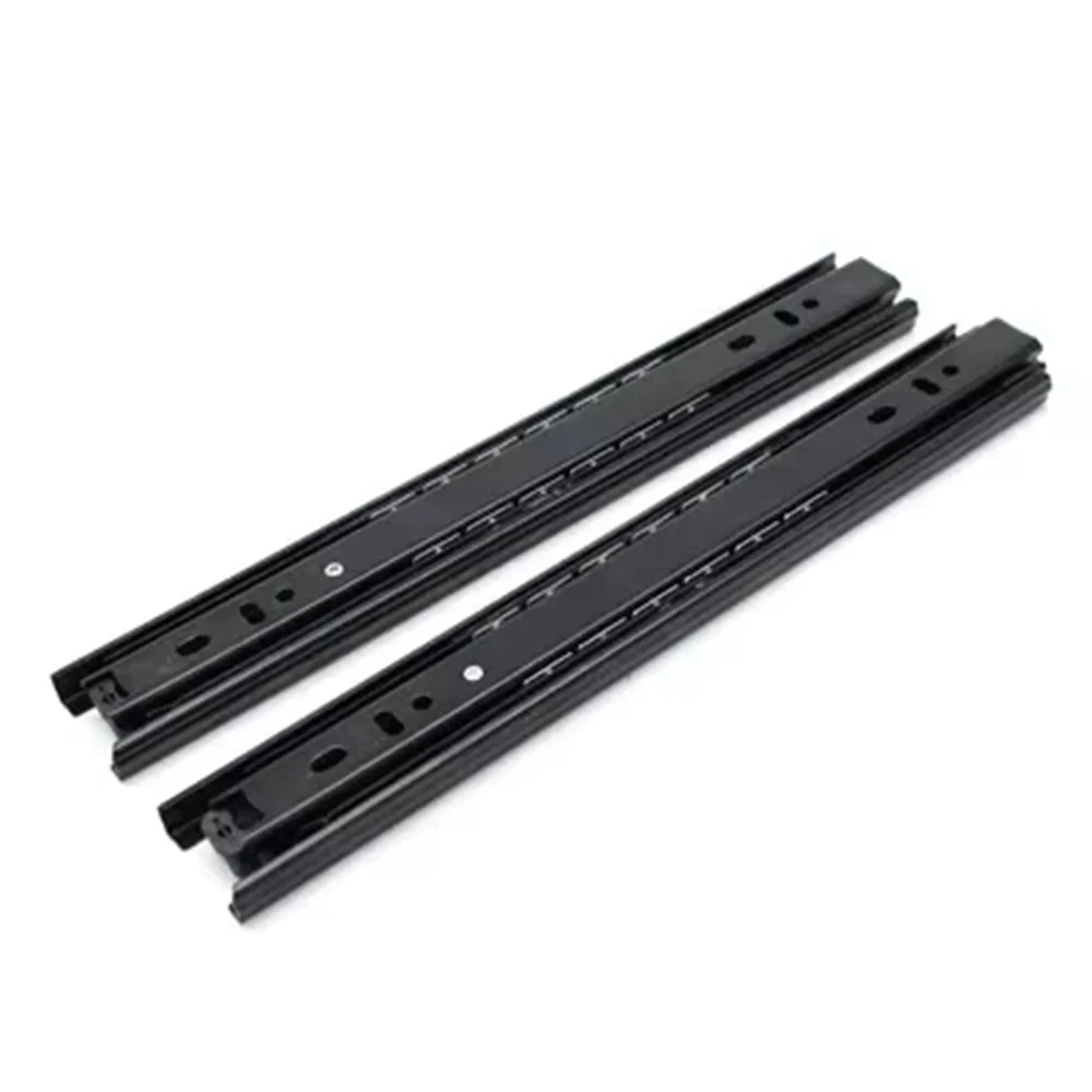 Black Cabinet Drawer Slides 3-Section Thickened Smooth Quiet Ball Bearing Damping Soft Close Drawer Slides Hardware Accessories
