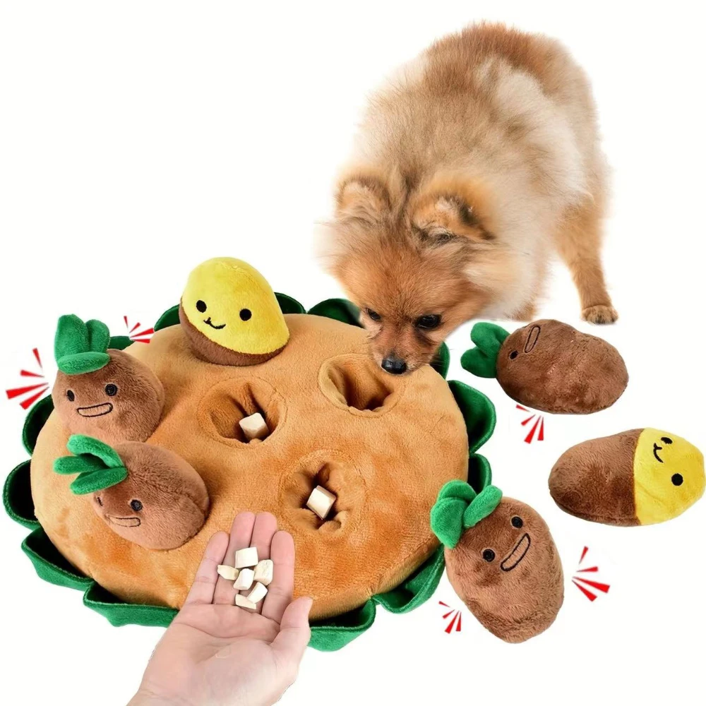 Funny Dog Toy Interactive Sweet Potato Squeaky Soft Comfortab Toys Hidden Food Chew Skills Enrichment Toy for Pet Dog Supplies