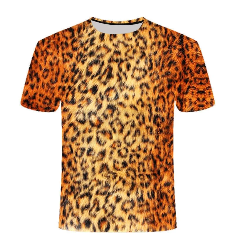 Tiger Skin Graphic T Shirt for Men 3D Printing Leopard T-shirts Summer Casual Tees Womens Clothing Fashion Kids Boys Girls Tops