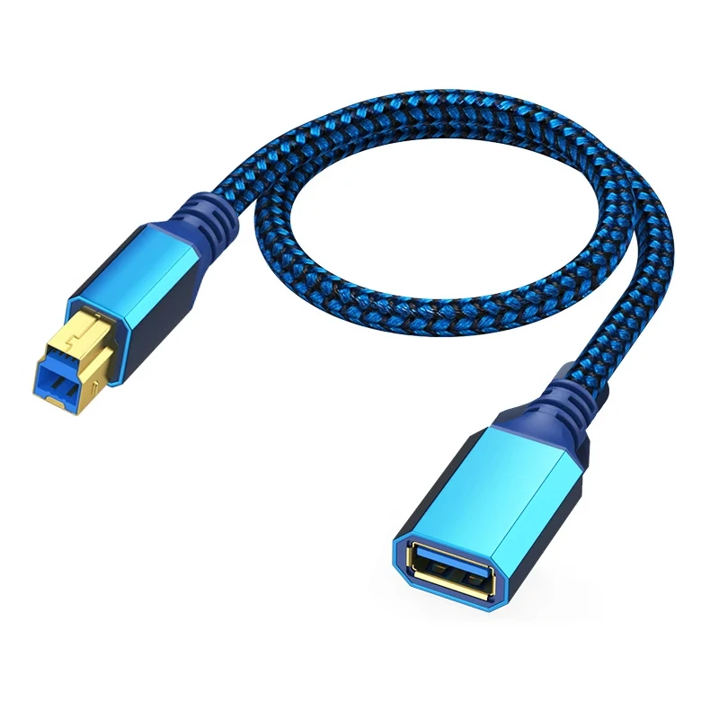 

0.5m USB 3.0 A Female to B Male Adapter Nylon Braided Cable for Computer Docking Station, External Hard Drives Printer Scanner