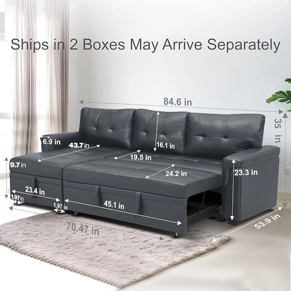 Transform Any Space: Sleeper Sectional Sofa with Convertible Sofa Bed & Inviting Chaise. Find Tranquil Comfort