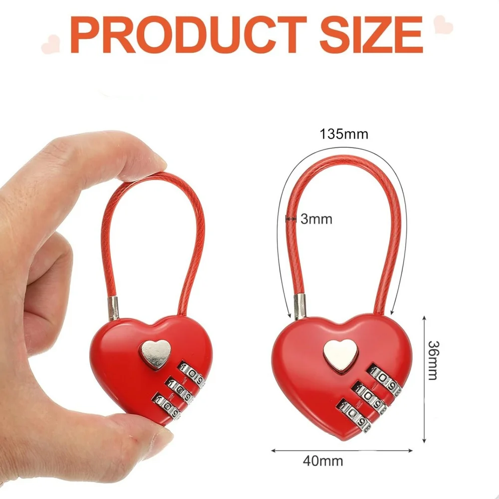 Love Lock Wedding Lock Heart Love Combination Lock School Bag Backpack Trolley Box Concentric Lock 6 Colors Zinc Alloy Padlock