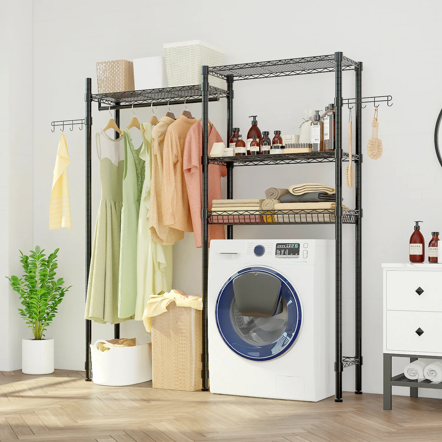 

The Washer and Dryer Storage Shelf，Wire Garment Rack Heavy Duty Clothes Rack Laundry Room Drying Rack home furniture armoire