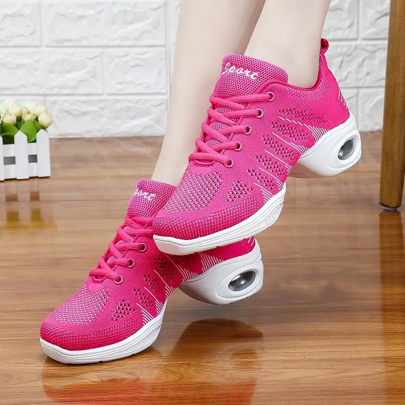 Vrouwen Dansschoenen Jazz Stijldansen Comfortabele Dame PU Zachte Zool Training Ademende Moderne Tango Dans Sneakers