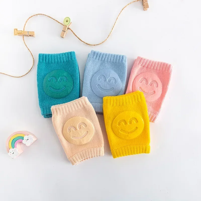 Niños antideslizantes codo para gatear bebés pequeños accesorios para bebés rodilleras con sonrisa Protector rodillera de seguridad calentador de piernas niñas niños