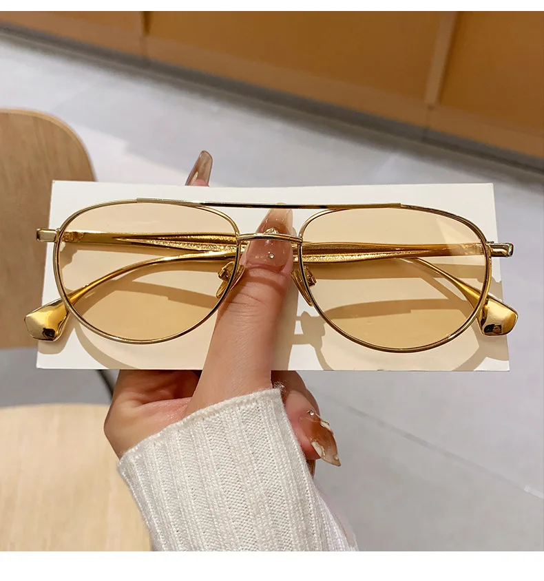 Trendy Beliebte Metall Pilot Sonnenbrille Frauen Männer Outdoor Luxus Designer Shades Sommer Reisen Stick Sonnenbrille Männlich UV400 – Detail 3