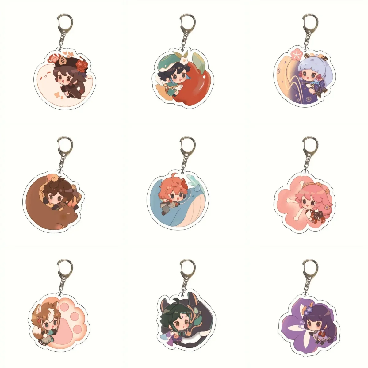 

Anime Game Genshin Impact Morax Kaeya Xiao Hu Tao Tartaglia Acrylic 6cm Keychain Badge Cartoon Cosplay Pendant Accessories