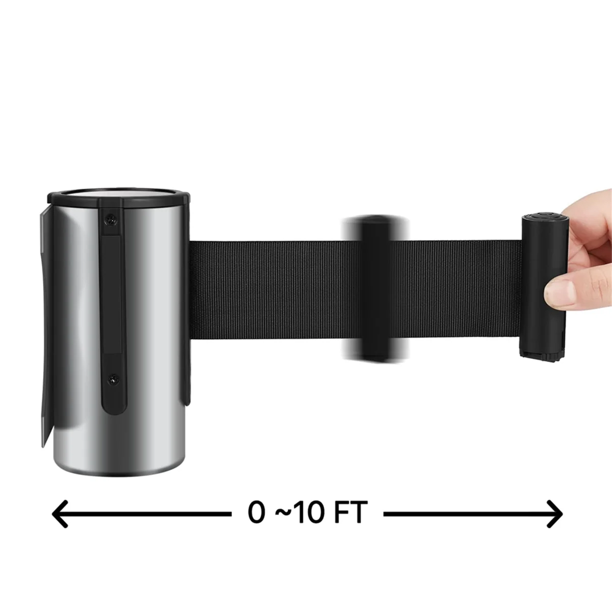 Crowd Control Retractable Belt Barrier - 10Ft Wall Mounted Safety Barrier Belt, Queue Line Dividers with Nylon Belt