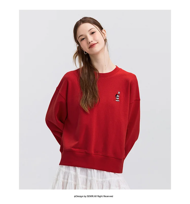 Semir Oversize Hoodie Women Spring Embroidered Split Basic Layer Trendy Pullover Casual Loose Comfortable Stylish Top