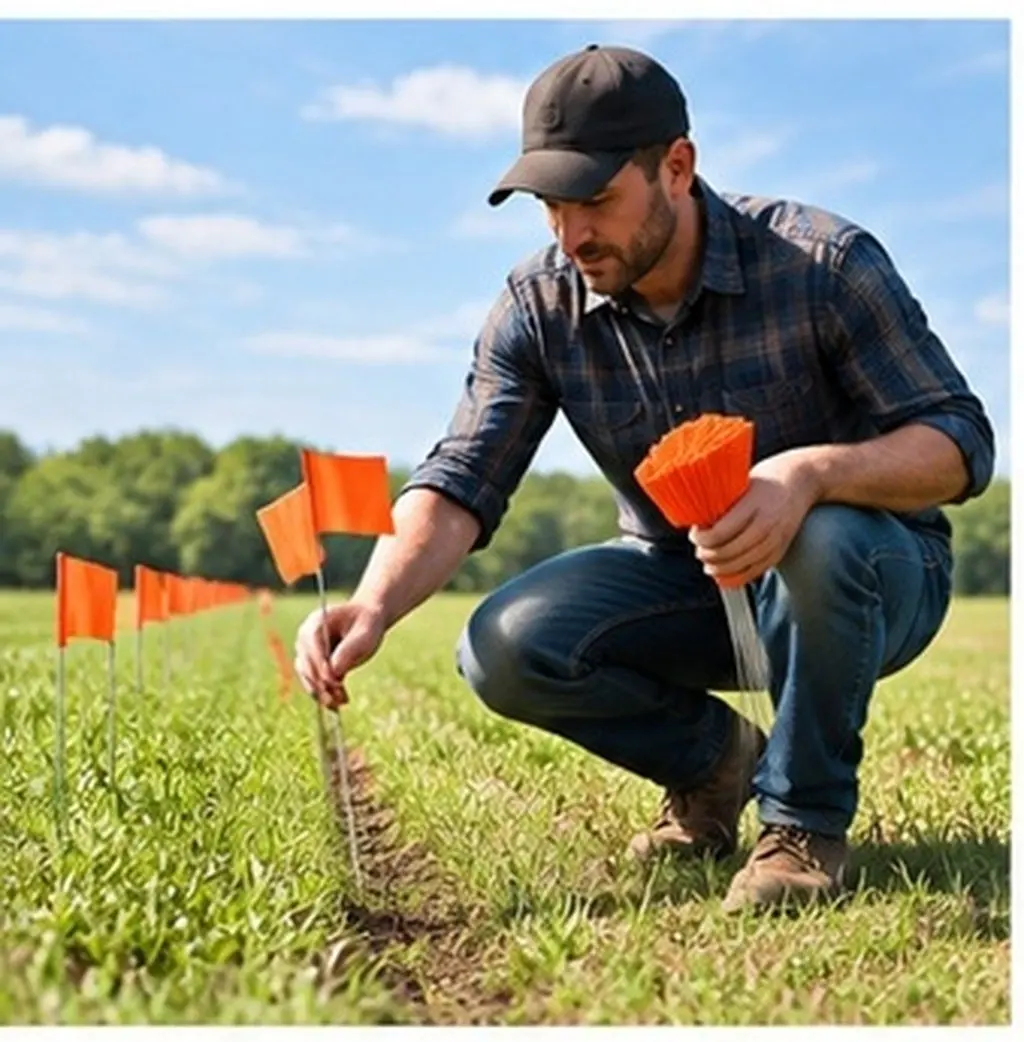 40Pcs Orange Marking Flags 15x5 Inch High Visibility Steel Wire Stakes for Lawn Yard Sprinkler Landscaping Survey