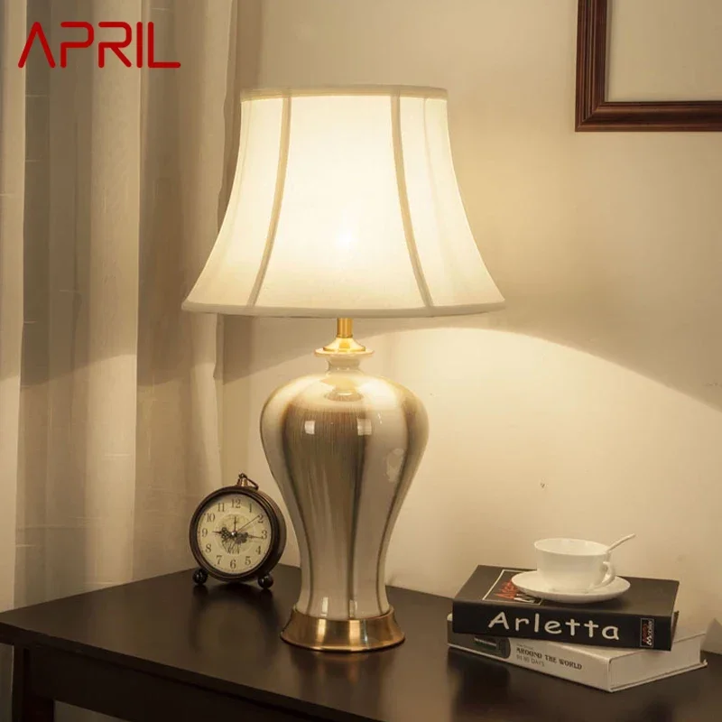 APRIL Contemporary CeramicTable Lamp Creativity Living Room Bedroom Study Hotel Homestay engineering Desk Light