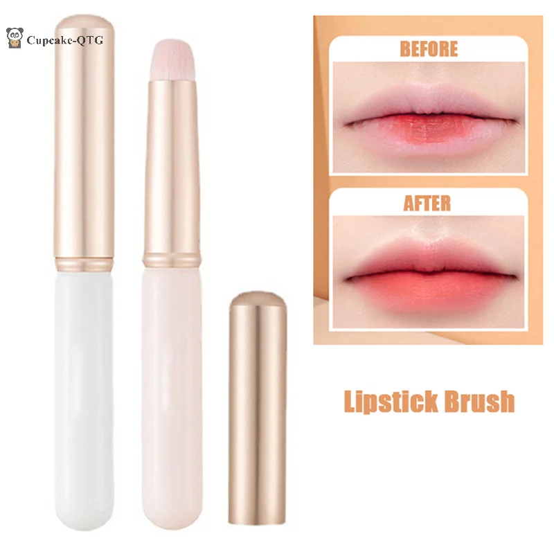 1 個丸頭リップブラシ化粧ブラシ口紅スマッジブラシミニチークブラシ