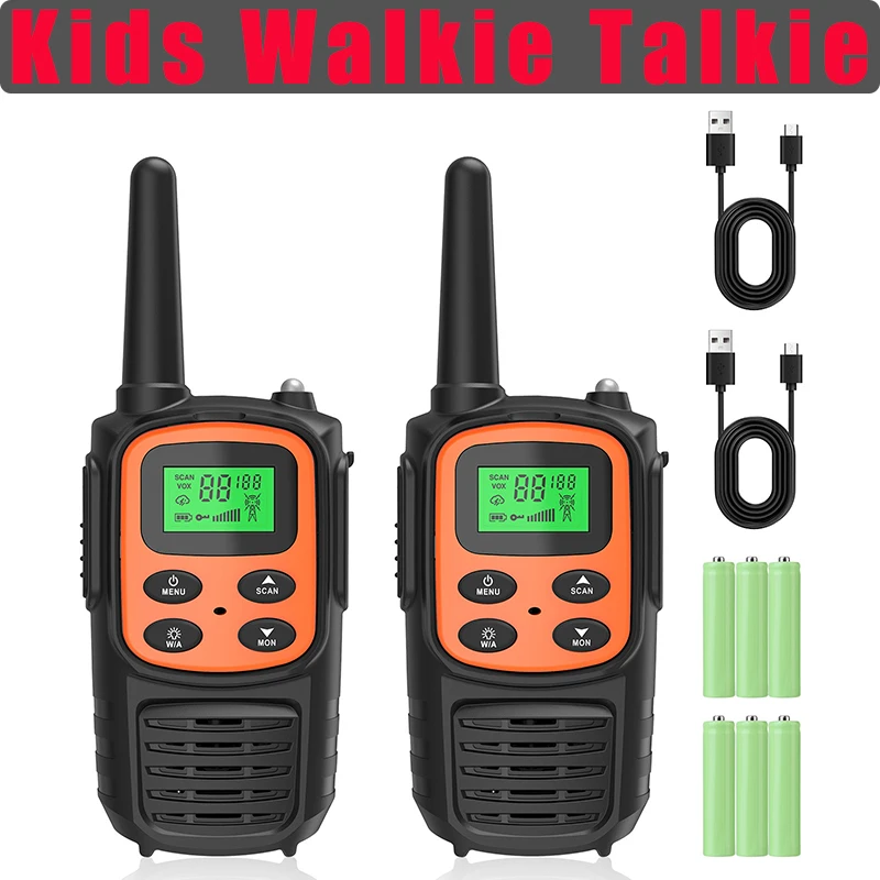 Kids Walkie Talkie 2pcs Handheld Toys Walkie Talkie EU Version - 8 channels US Version - 22 channels with 1200mAh Li-ion Battery
