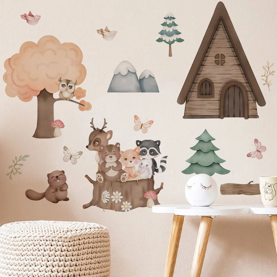 

Kids Room Wall Decoration Sticker Cartoon Woodland Animal Wall Decal for Kindergarten Paneles Acusticos De Pared