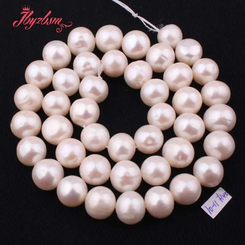 9.5mm-11mm Natural Round Freshwater Pearl Stone Beads DIY Necklace Bracelets Loose Strand 15\