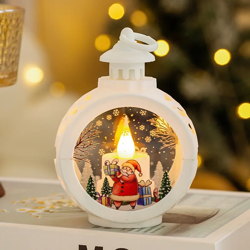2025 LED Lamp Decor Christmas Portable Lantern Santa Claus Xmas Tree Wind Lights Pendant Navidad Christmas New Year Decoration