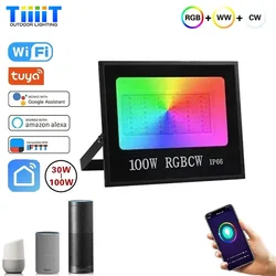Tuya Smart APP LED Flood Light IP66 Waterproof RGB Outdoor Lighting 85-265V Bluetooth WiFi Garden Courtyard Wall Washing Lights
