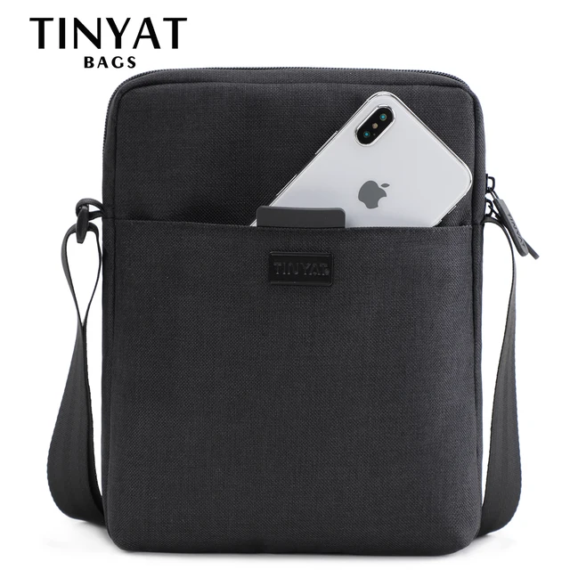 TINYAT Torby męskie Lekka płócienna torba na ramię na iPada 7,9 cala Casual Crossbody Torby Wodoodporna biznesowa torba na ramię dla mężczyzn 0,13 kg