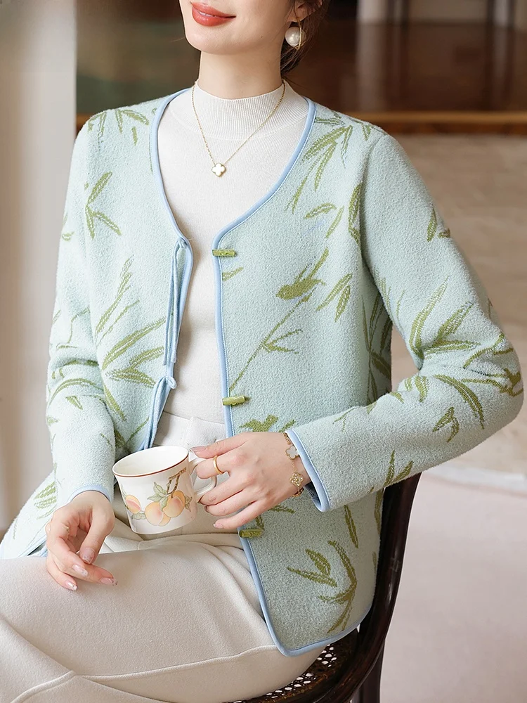 

New Chinese Sle Mom Coat Spring Autumn 2025 New Model mid Older Adults Autumn Wear National Sle Top Lady Open Cardigan Women