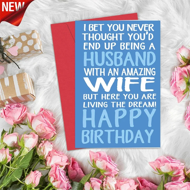 

Birthday Card for Husband, Funny Husband Birthday Card from Amazing Wife, Humorous Birthday Greeting Card for