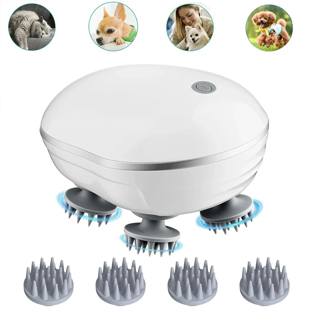 Intelligent Head Massager Scalp Kneading Simulation Waterproof Red Light New Electric Wireless Pet Massager