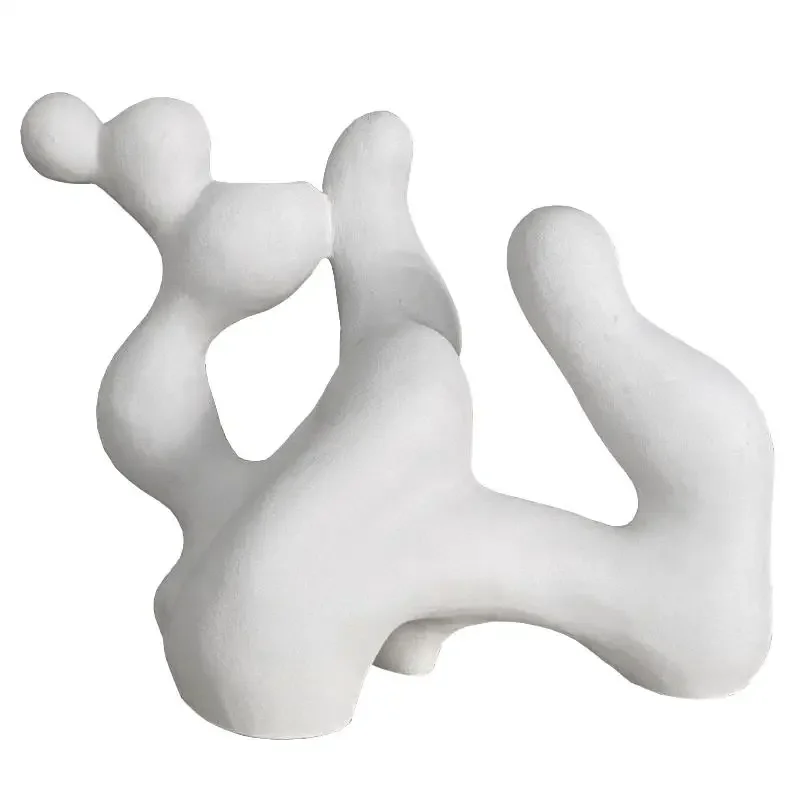 White Abstract Coral Alien Sculpture Ceramic Crafts Desktop Ornament Irregular Decoration Modern Home Decor Accessories