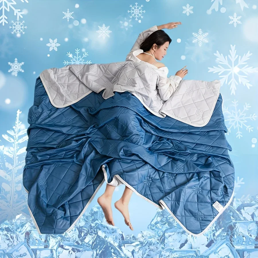 Cool Feeling Blanket Antibacterial Ice Cream Summer Quilt Washable Solid Color Printing Quilt Summer Cool Quilt Ice Silk Blanket