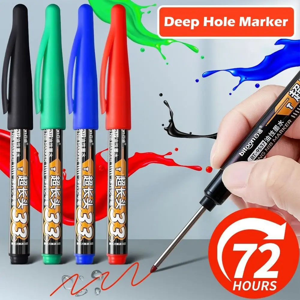 

5pcs/set Oil-Based Ink Long Head Marker Pens Waterproof Multi-Purpose Deep Hole Markers 33mm Deep Hole Woodworking Markers