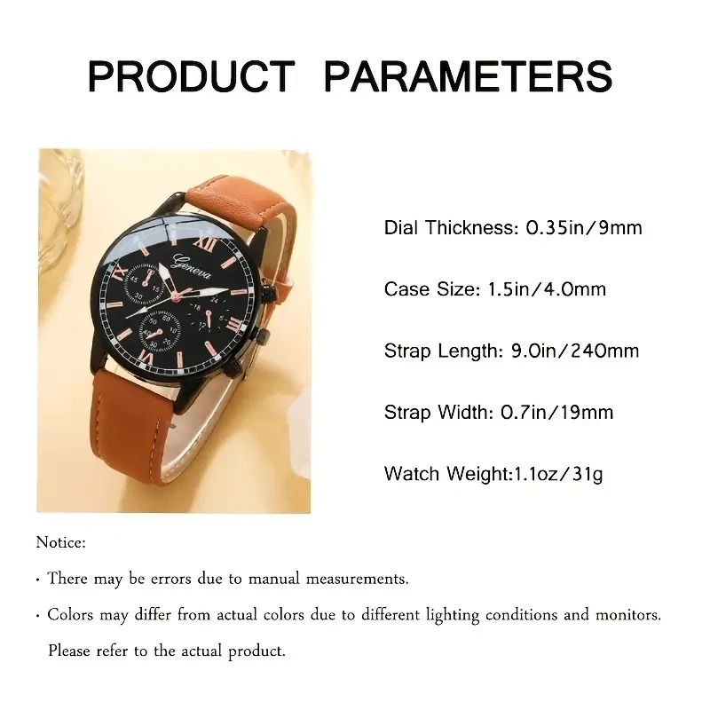 4pc men's fashionable quartz watch and versatile accessory set for daily wear as gifts for friends and family
