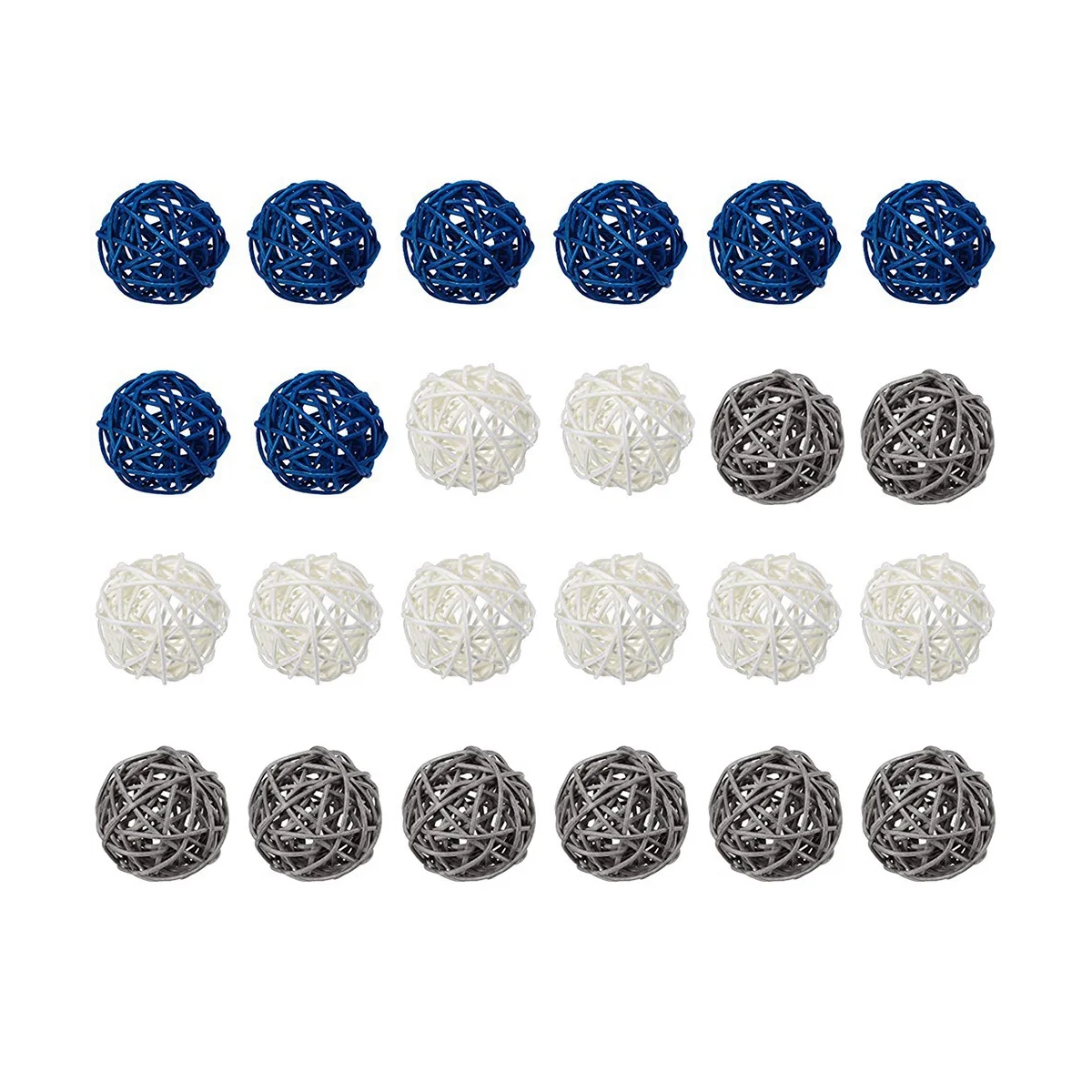 Boules Décoratives en Rotin Bleu Foncé, Gris et Blanc, Décoration de Maison, Chambre, Cuisine, Mariage