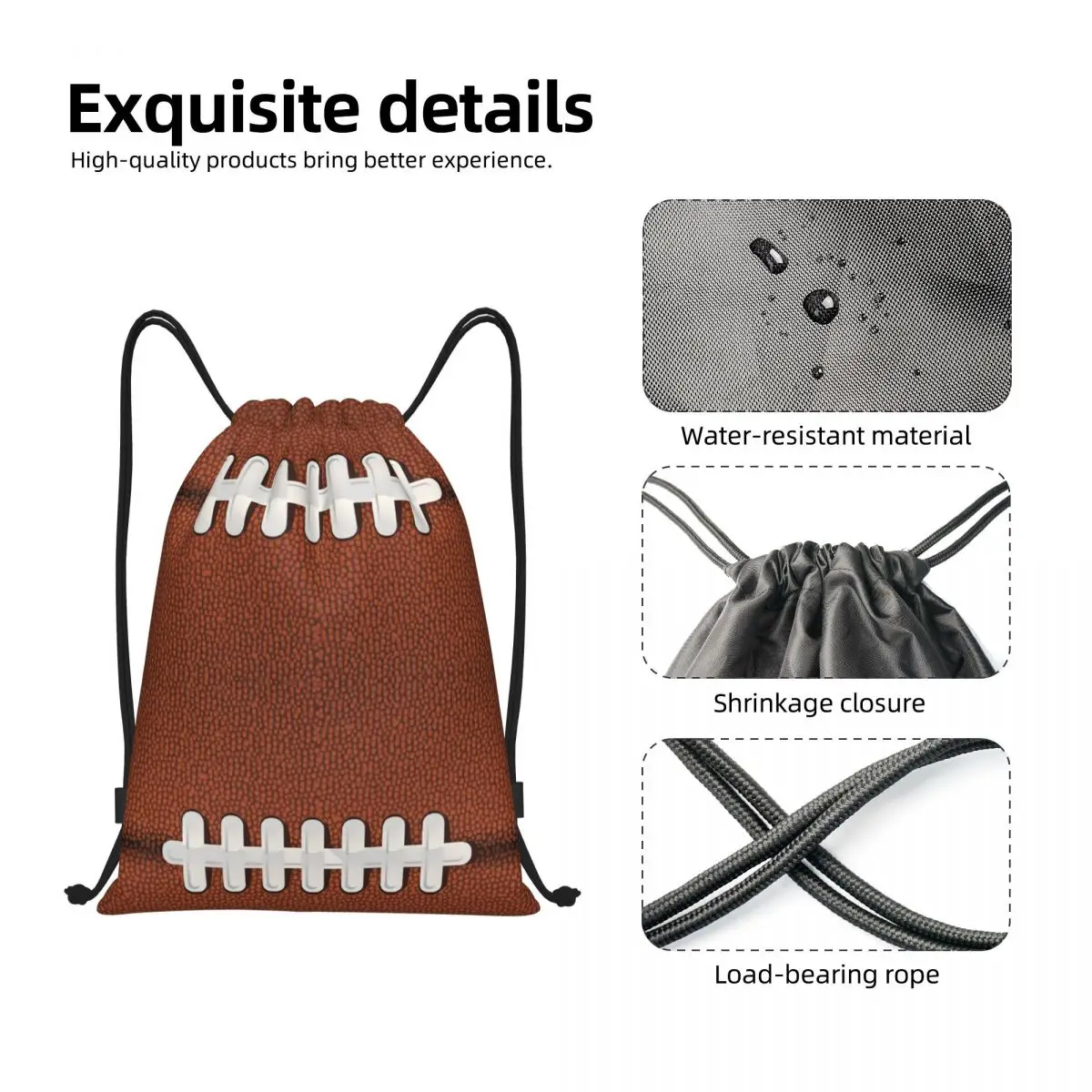 Bolsas con cordón de costura para hombre y mujer, Mochila deportiva portátil con diseño de pelota de Rugby, fútbol, gimnasio, almacenamiento de compras