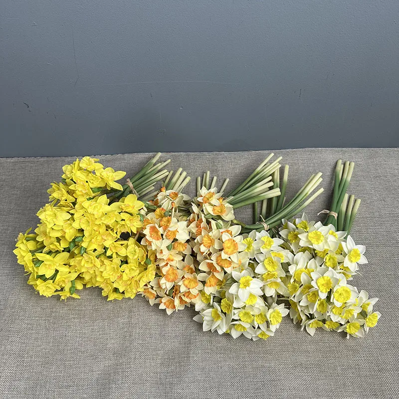 1/4/6 Stück Künstliche 5-teilige Narcissus-Blumensträuße aus Seide, Simulierte Weiße Narzissen für Wohnzimmerdekoration – Detail 13