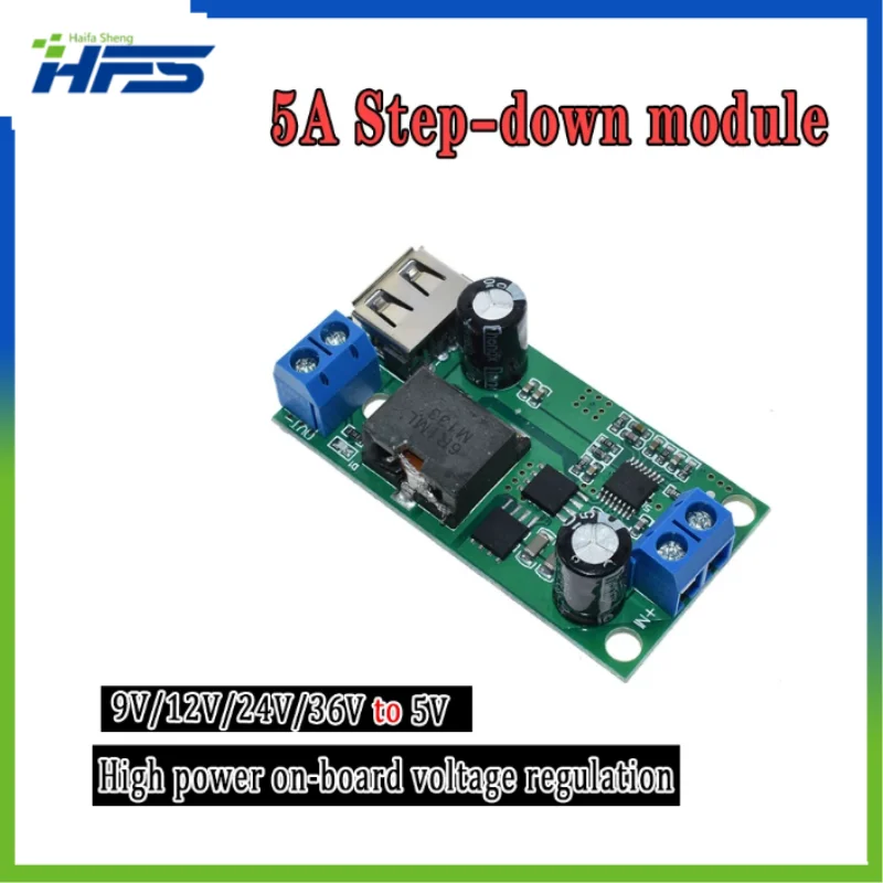 

DC-DC 9V 12V 24V 36V to 5V/5A Step-Down Module Regulated High Power Vehicle Voltage Stabilized Power Converter Module