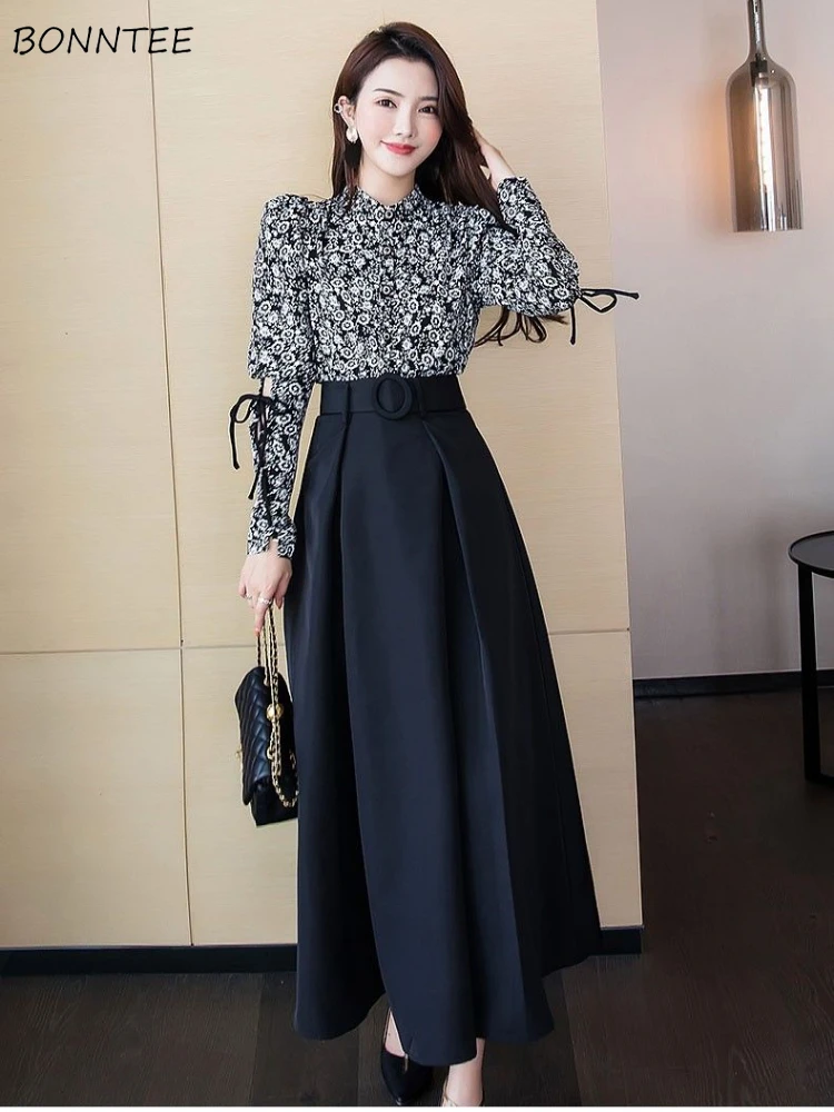 التنانير النسائية الرجعية مطوي الخريف العصرية Harajuku الشارع نمط مزاجه الإمبراطورية Mujer حزام غير رسمي تصميم الإناث الأساسية الصلبة