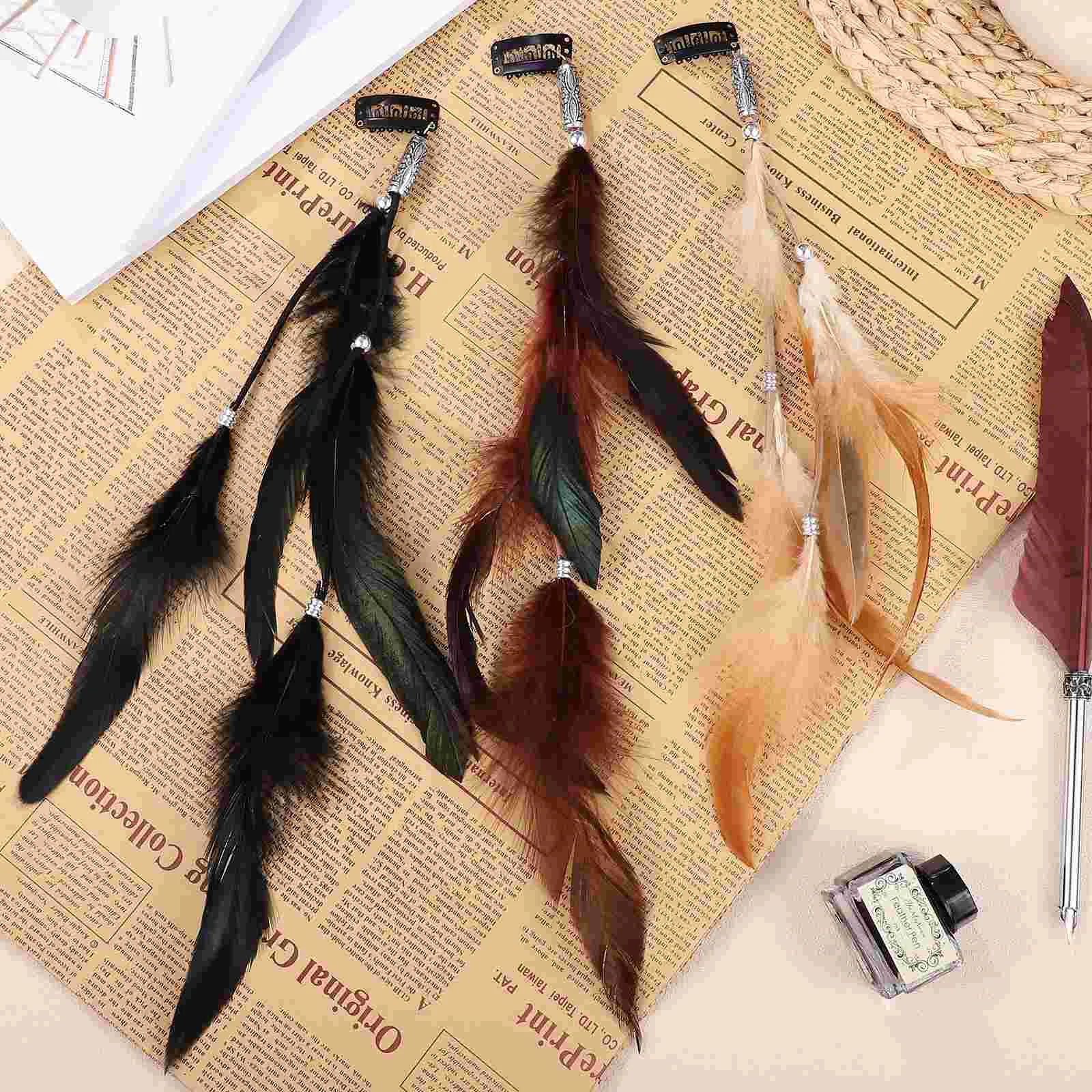 6 Pcs Hair Extension Beads Tassel Barrette Toppers Women Suite Woman Plume Headpieces Women's