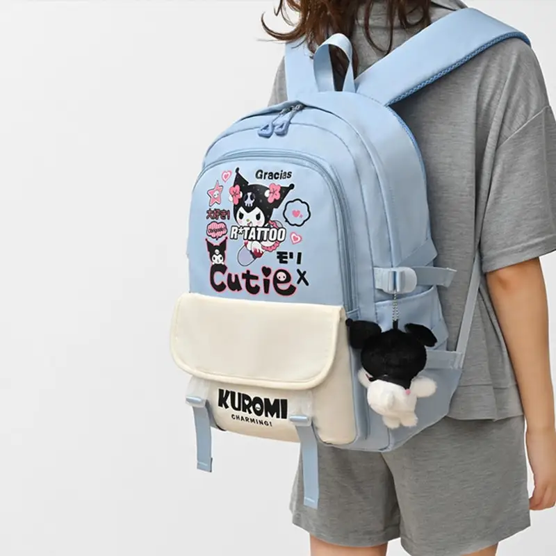  Kuromi Anime Backpack Cute Large Capacity School Bag for Students Cartoon Storage Bookbag College Rucksack Daily Use