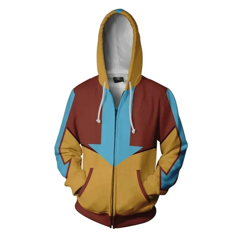 2025 Nouveau sweat à capuche Avatar The Last Airbender pour hommes et femmes, costume d'anime, vestes décontractée avec Cr ★ ☆ ★